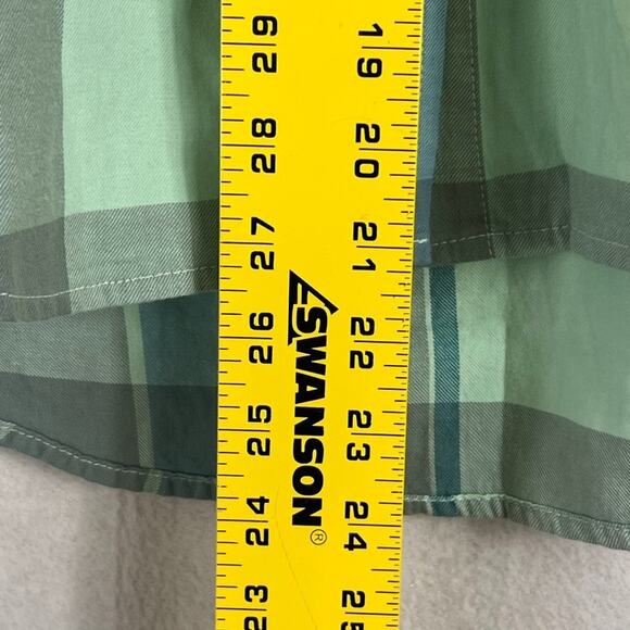 Mossimo Shirt Women's Size XXL Turquoise Blue Plaid Button Front Crop Top - Picture 6 of 7